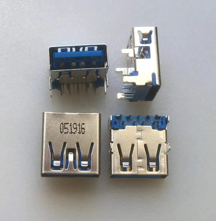 For USB 3.0 female USB Type A interface socket 9 pins heightened type blue rubber core USB socket