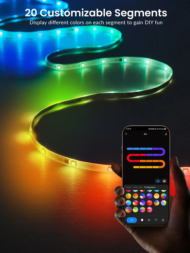 LED-Leuchten für Schlafzimmer, RGB-Smart-Bluetooth-LED-Streifen mit Musik-Synchronisierungs-App, Fernbedienung, Farbwechsel für Gaming-Dekoration