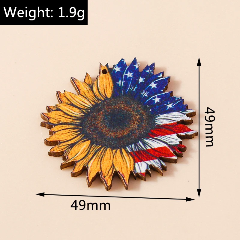 Leslie 10 Stück Holz-Sonnenblumen-Charms für die Schmuckherstellung, Sonnenblumen-Muster-Anhänger, DIY-Ohrringe, Halsketten, Zubehör – Detail 8