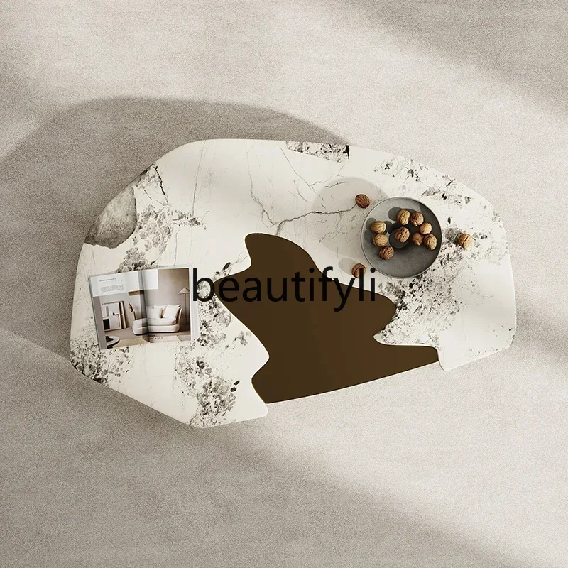 

Italian minimalist natural rock slab coffee table living room coffee table advanced sense