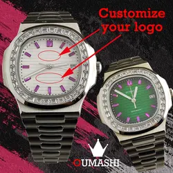 NH35 Watch OUMASHI Men's Watch Diamond Automatic Mechanical Watch Sapphire Glass Luxury Watch Stainless Steel Case