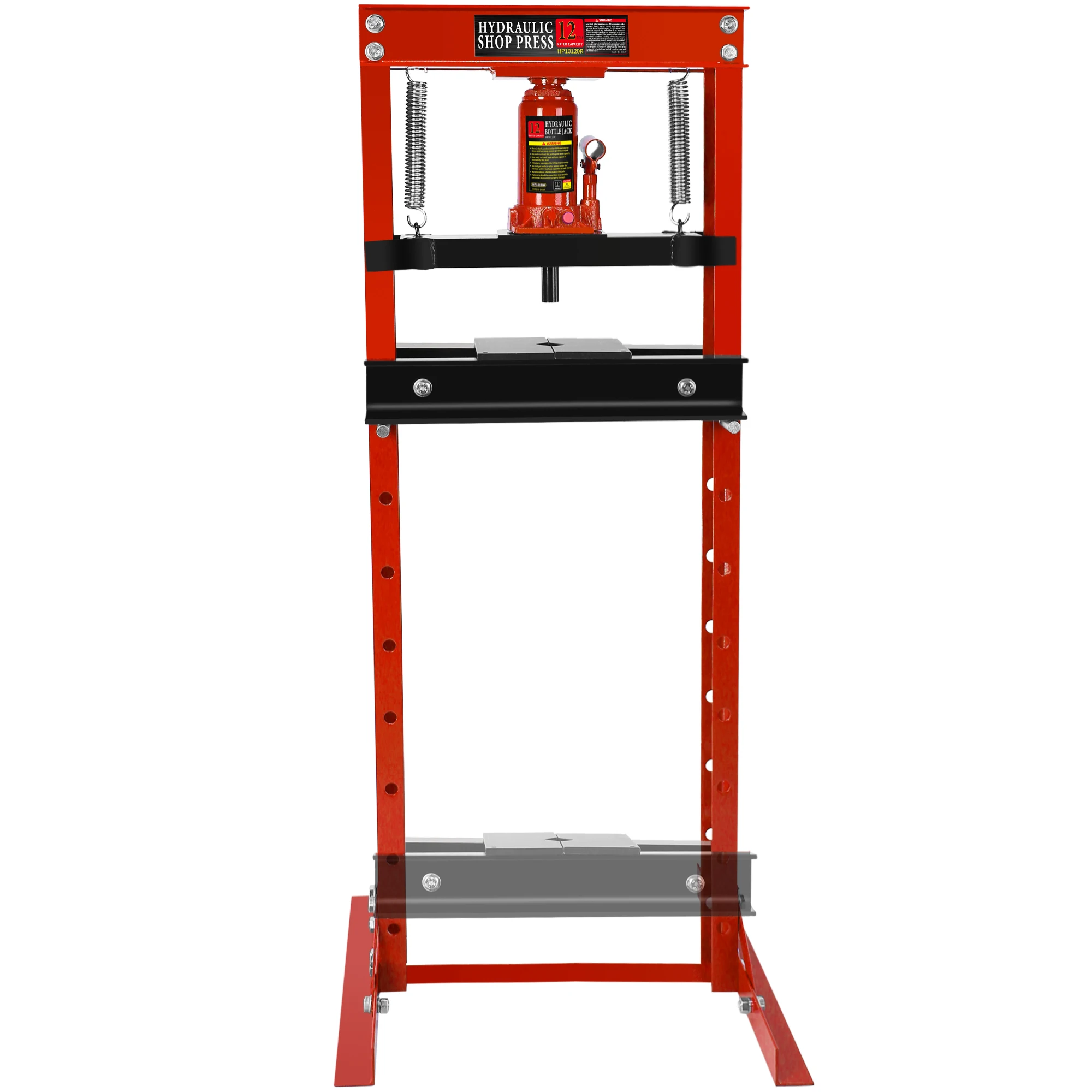 Hydraulic Shop Press 12 Ton H-Frame Garage Floor Adjustable Shop Press With Plates, Manual Hydraulic Shop Press