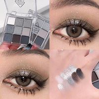 DIKALU Dark Punk Smoked Nine Color Eyeshadow Metallic Pearl matte Silver Halloween ins Affordable Eyeshadow palette