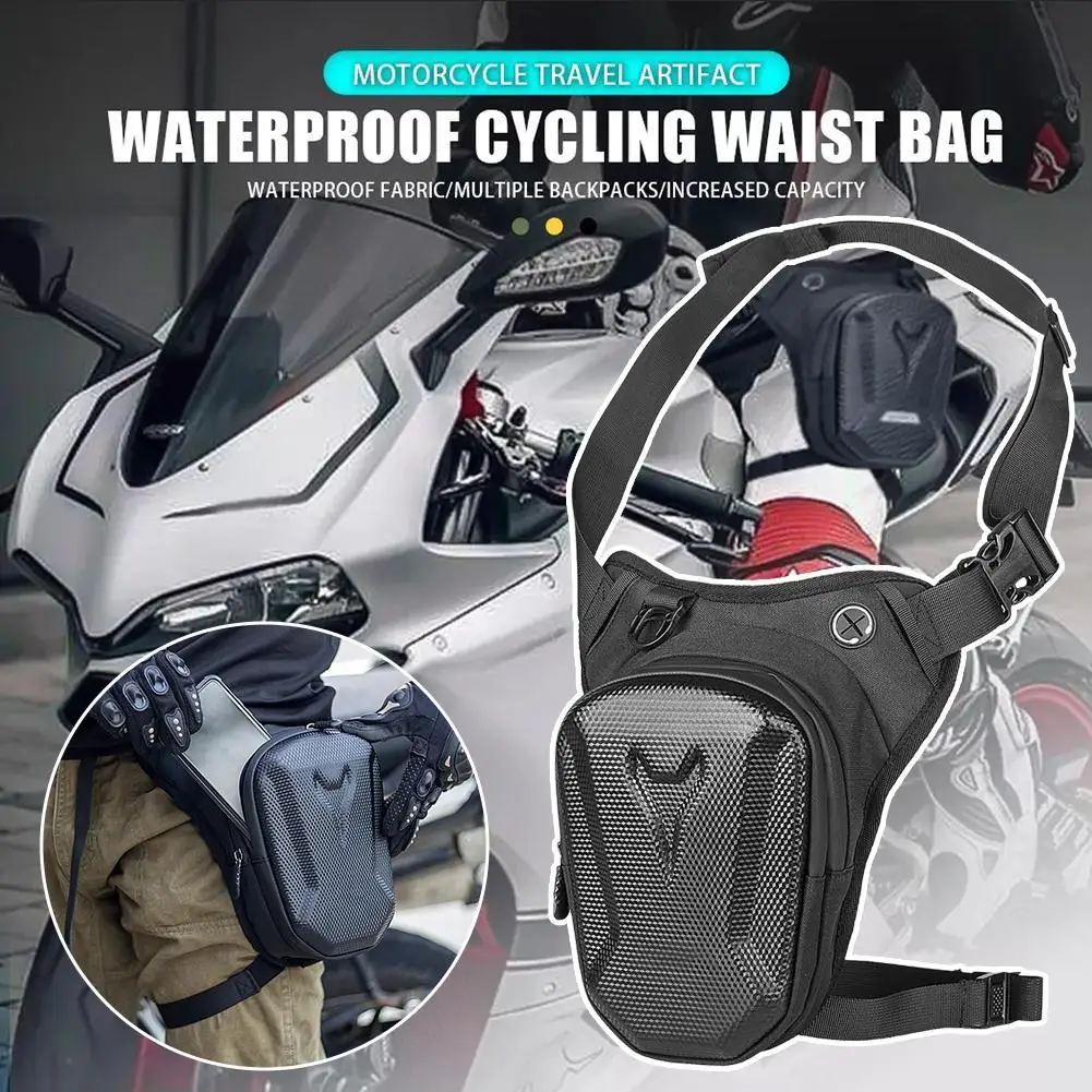 

1PC Black Motorcycle Leg Bag Waterproof Rider Waist Bag Cycling Bike Crossbody Bag Motorcycle Equipment