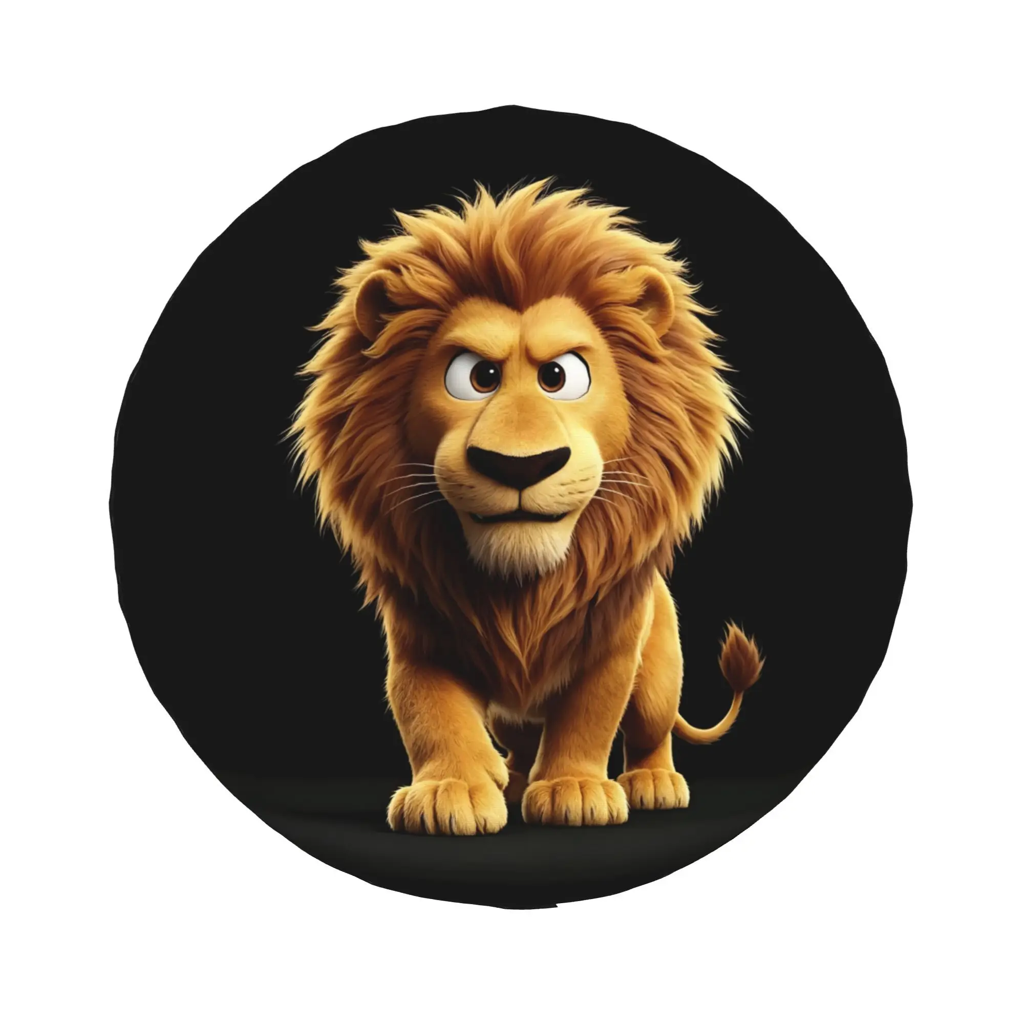 1pc Bold Cartoon Lion 2D Printed Pattern Car Spare Tire Cover, Creative Style, Easy To Install And Clean, Suitable For Jeeps, T