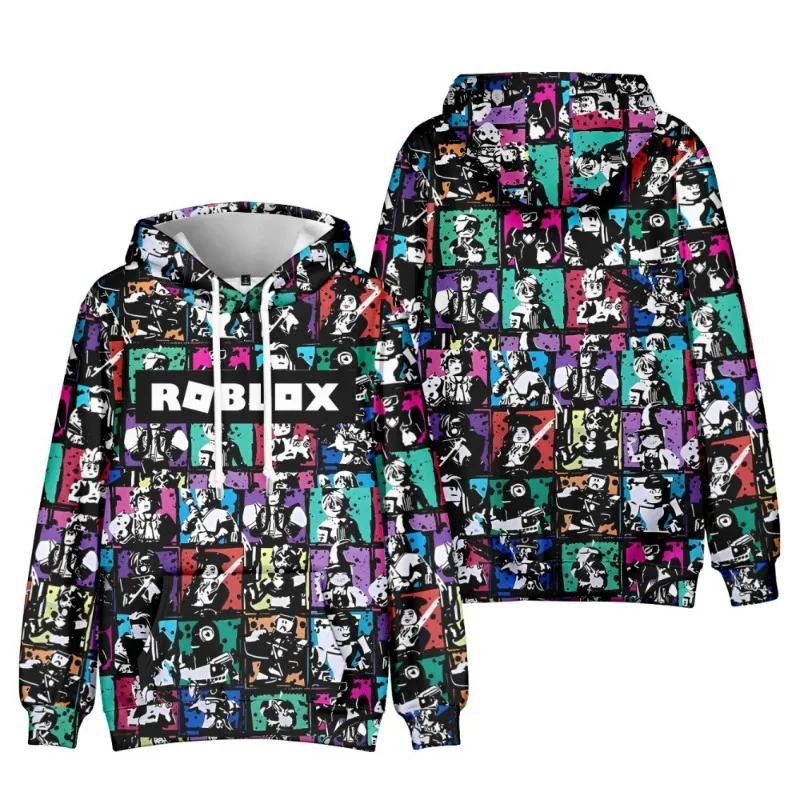 نمط جديد Roblox لعبة هوديي الكرتون البلوزات المطبوعة الفتيان والفتيات الأطفال الكبار عيد الميلاد هدية عيد ميلاد الملابس سترة #3