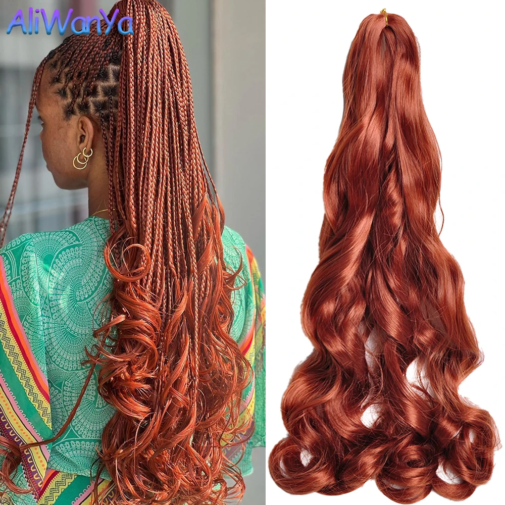 

French Curly Crochet Braiding Hair 24inch Synthetic Loose Wavy Bouncy Braiding Hair Extension Ombre Pre Stretched Hair For Women