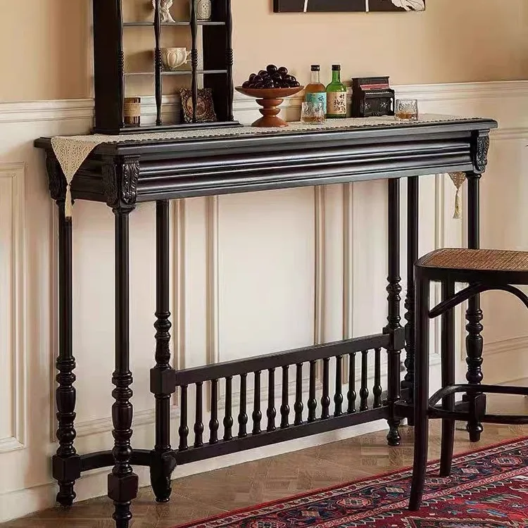 American strip case black knight carved entrance table solid wood end view table dining table