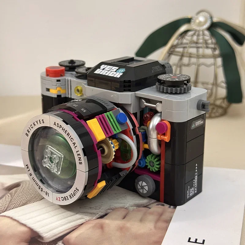 جديد الإبداعية الميكانيكية الرجعية كاميرا اللبنات الطوب الصغير DIY نموذج أزياء الاطفال تجميع لعب هدايا عيد الأطفال #2