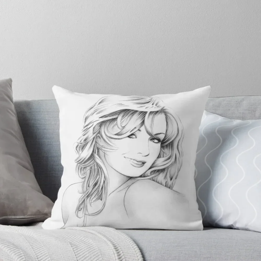 Katherine Jenkins Pencil Portrait Throw Pillow Pillow Cases christmas supplies pillow