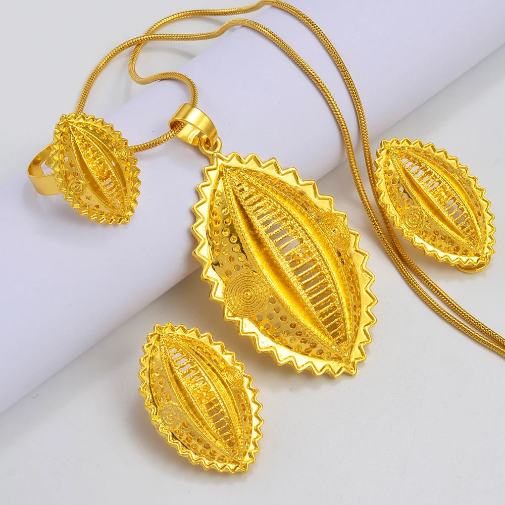 Anniyo Eritrean Ethiopian Culture Ethnic Traditional Jewelry For Wedding Engagement sets Gold Color Africa Goods #155616