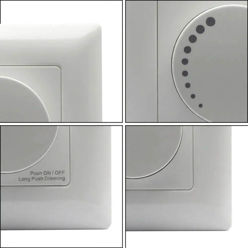 White 86 Type 2.4G RF Rotary Remote Control Panel, 5-300W Triac LED Dimmer, 30m Transmission Range For Indoor Lighting