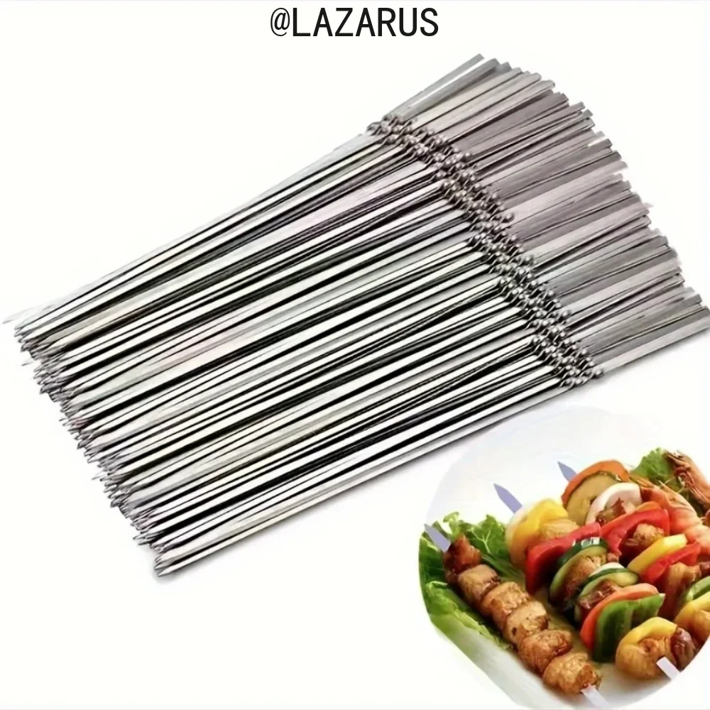 15PCS Stainless Steel BBQ Skewers with Storage Tube – Rustproof, Reusable, Easy Clean, Perfect for Indoor/Outdoor Grilling.