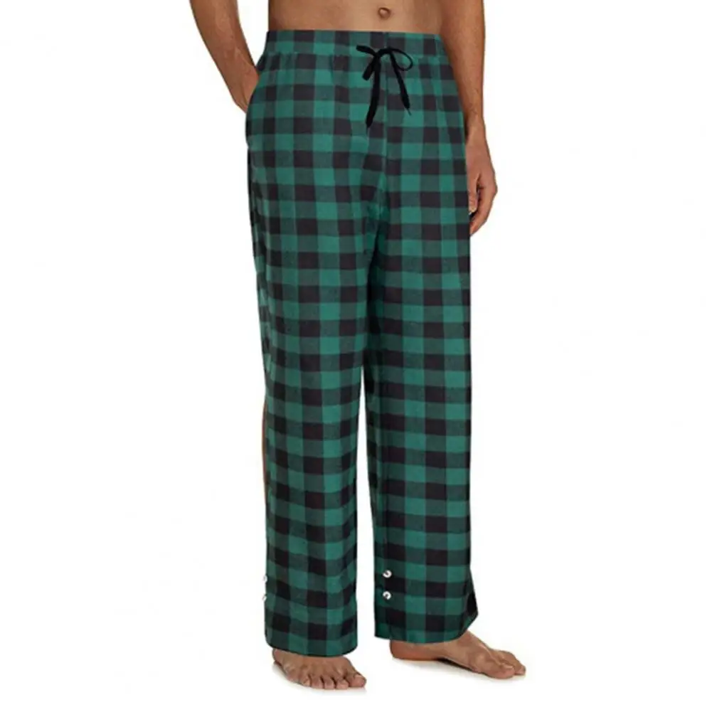 Plaid Pajama Pants Men Sleeping Pants Drawstring Elastic Waist Pajama Trousers Men Loose Long Pants штаны в клетку,брюки мужские