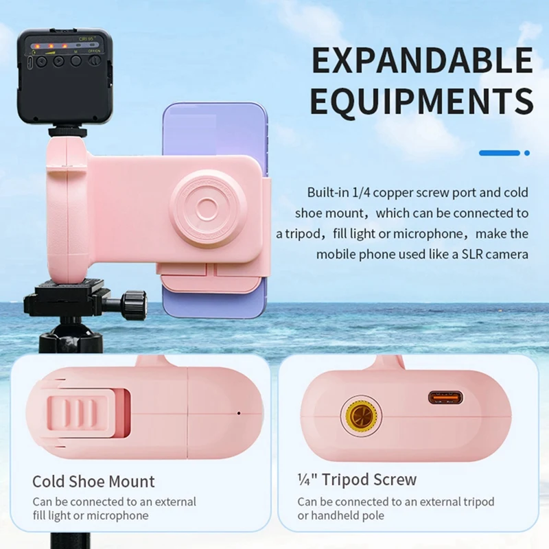 Bluetooth Phone Bracket with Remote Control Anti-Shake Wireless Charging Rotatable Clamp for Versatile ,Pink-VVNB