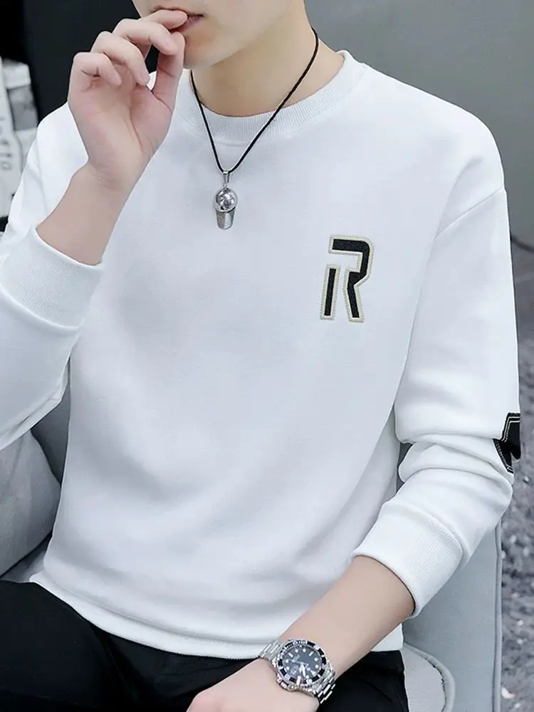 2026 New Men's Fall Winter Crewneck Long Sleeve Sweatshirt Trendy Brand Casual Fashion Pullover Cool Base Layer Top