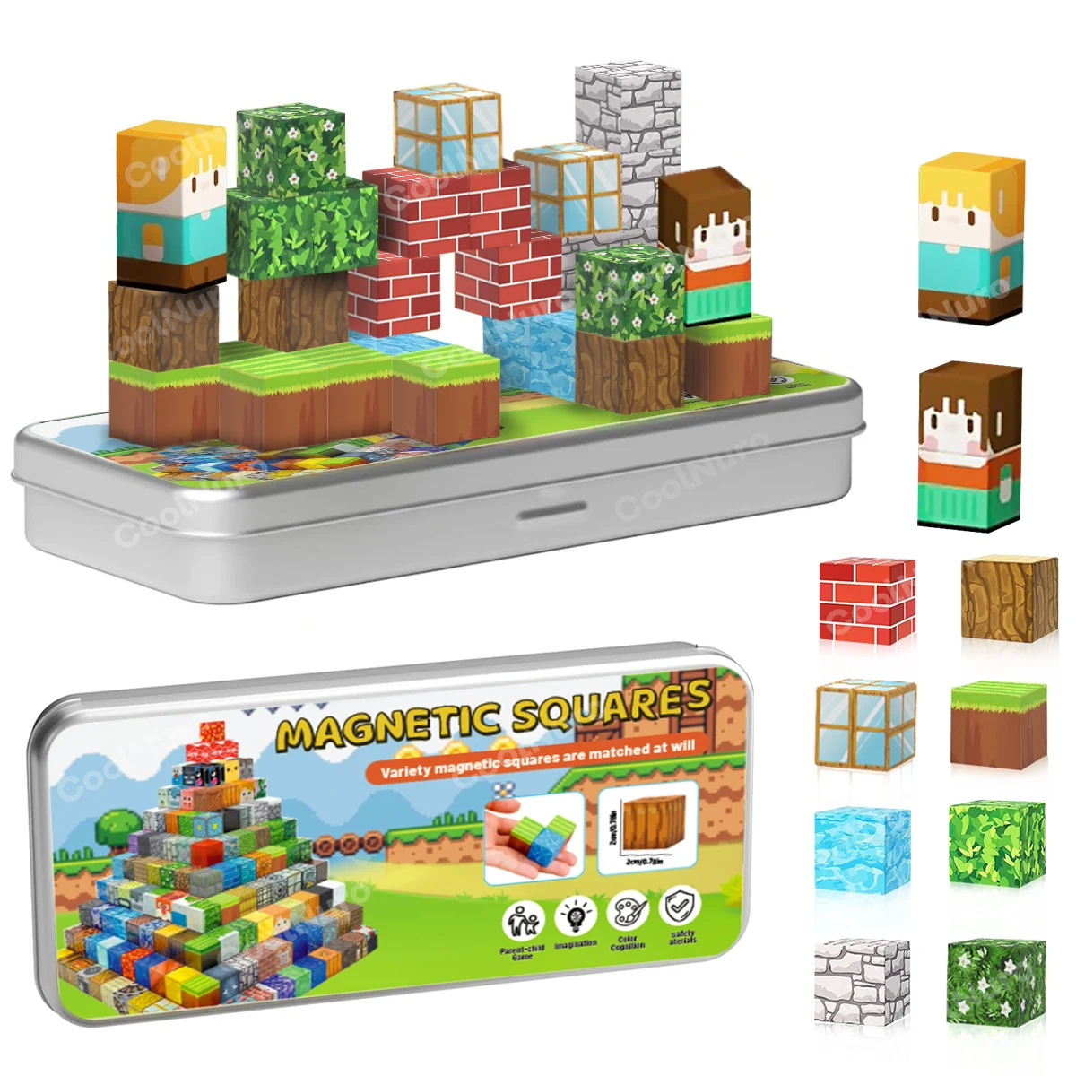 Magnetyczne Klocki Konstrukcyjne Primitiwny Las Świat, Klocki Edukacyjne TEM, Zabawki Prezentowe, Zabawne Zabawki Antystresowe dla Dzieci 3+