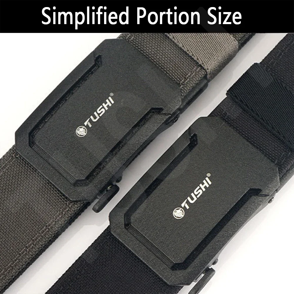 TUSHI Brand 4.3 Wide Thickened Gun Hanging Double-Layer Nylon Cloth Belt Versatile Outdoor Tactical Automatic Buckle Men's Belt