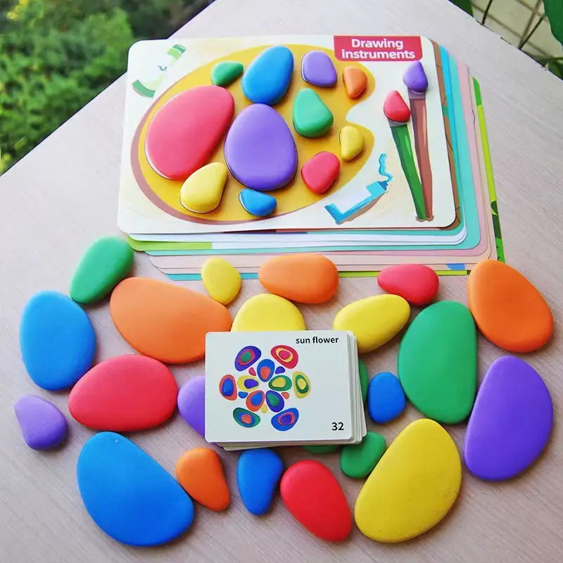 

Rainbow Pebble Puzzle Children's Educational Sensation Toys Montessori Early Childhood Color Cognition Enlightenment Teaching Ai