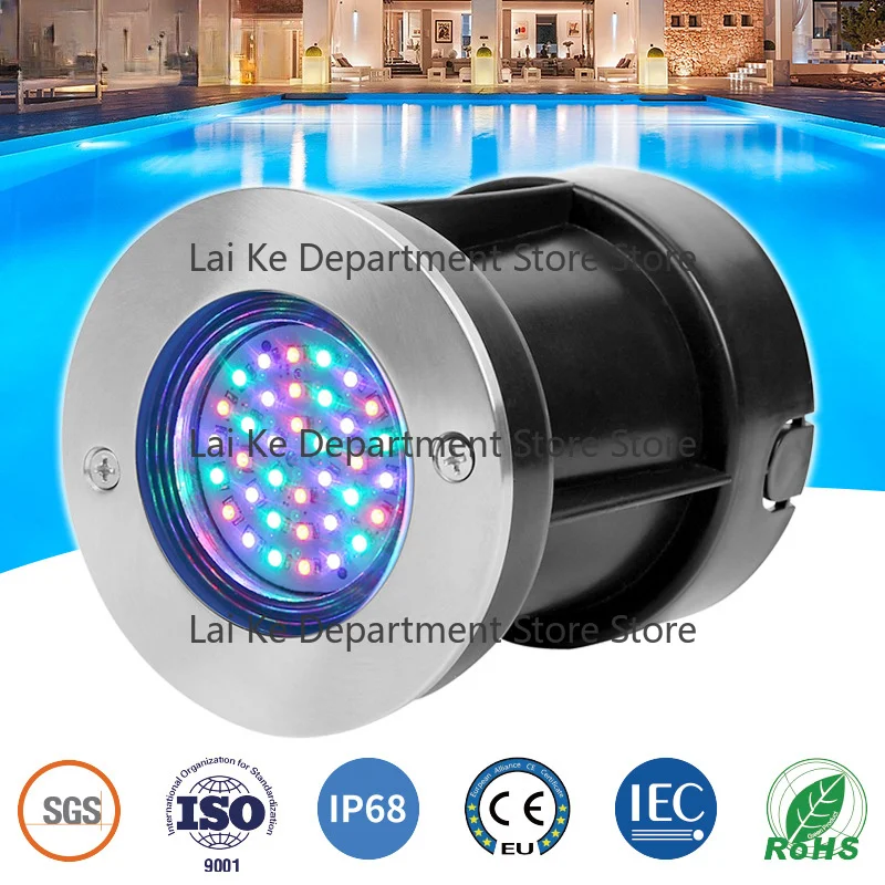 12V Embedded Pool Downlight Spotlight, Submersible Ground Light, Stainless Steel Inner Core 304/316, Underwater Light