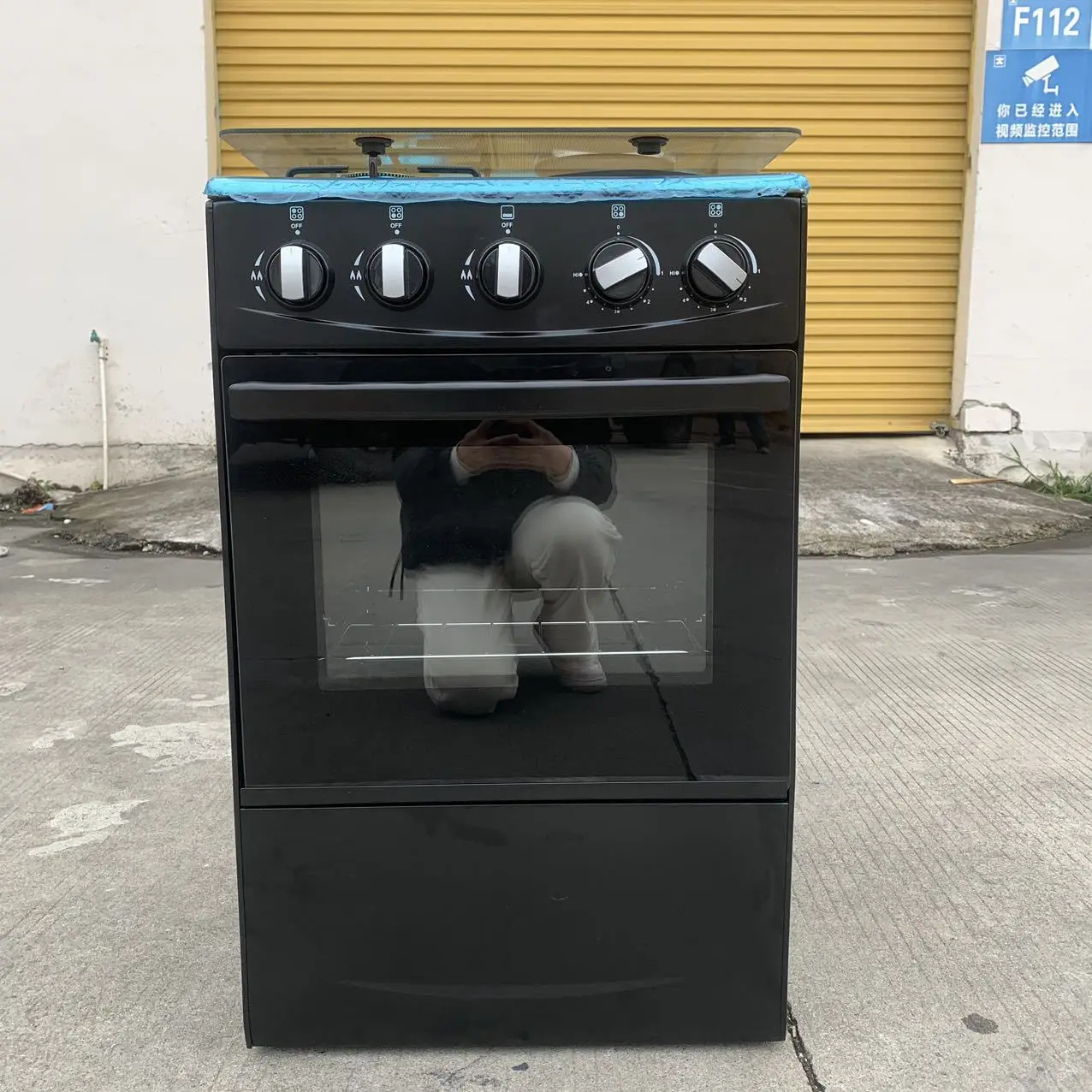 High-end 2 electric 2 gas one-piece oven, black