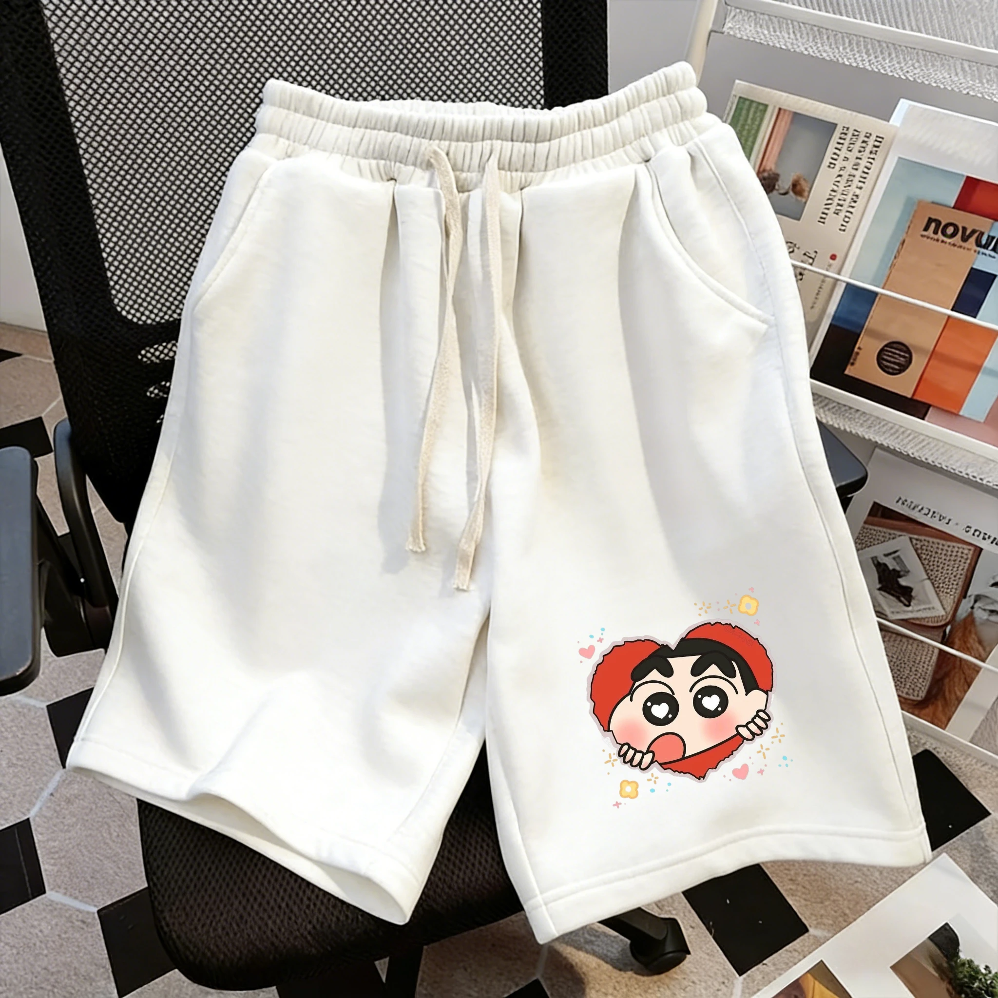New Cute Crayon Shin-chan Y2k Shorts Men Women Streetwear Various Designs Lightweight Sports Five-point Pants Comfort Daily Wear