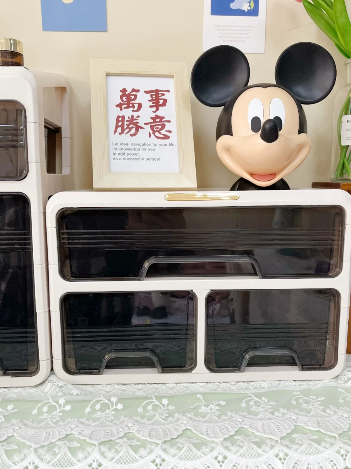 

Transparent Desktop Organizer Box Multi-layer Cosmetic Storage Der Sle Plastic Bins Clear Stationery Holder Book Ra