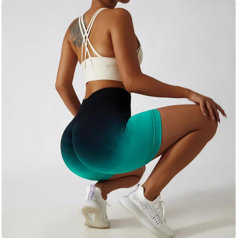 

Seamless Gym Shorts For Women Hanging Dye High Waist Peach Hip Lift Yoga Sports Tight Shorts Fitness Running Cycling Shorts