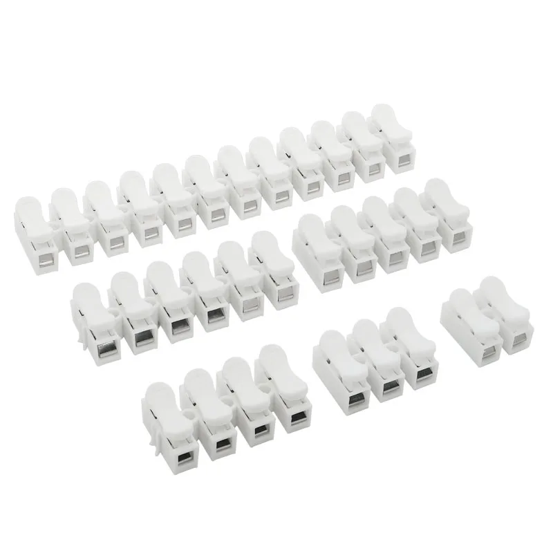 

10Pcs CH-2 CH-3 Spring Wire Quick Connector 2P 3P Electrical Crimp Terminals Block Splice Cable Clamp Easy Fit Led Strip new