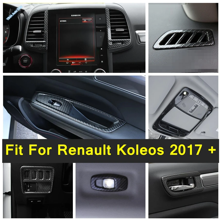 

Carbon Fiber Look Window Lift Button / Reading Lights Lamp / AC Outlet Vent Accessorie Cover Trim For Renault Koleos 2017 - 2022