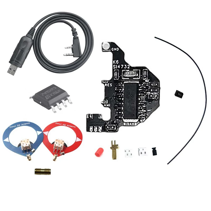 Retail SI4732 Shortwave Modification Module+Antenna+Programming Cable+2M Chip For Quansheng UVK5/UVK6 Dual Antenna Solution