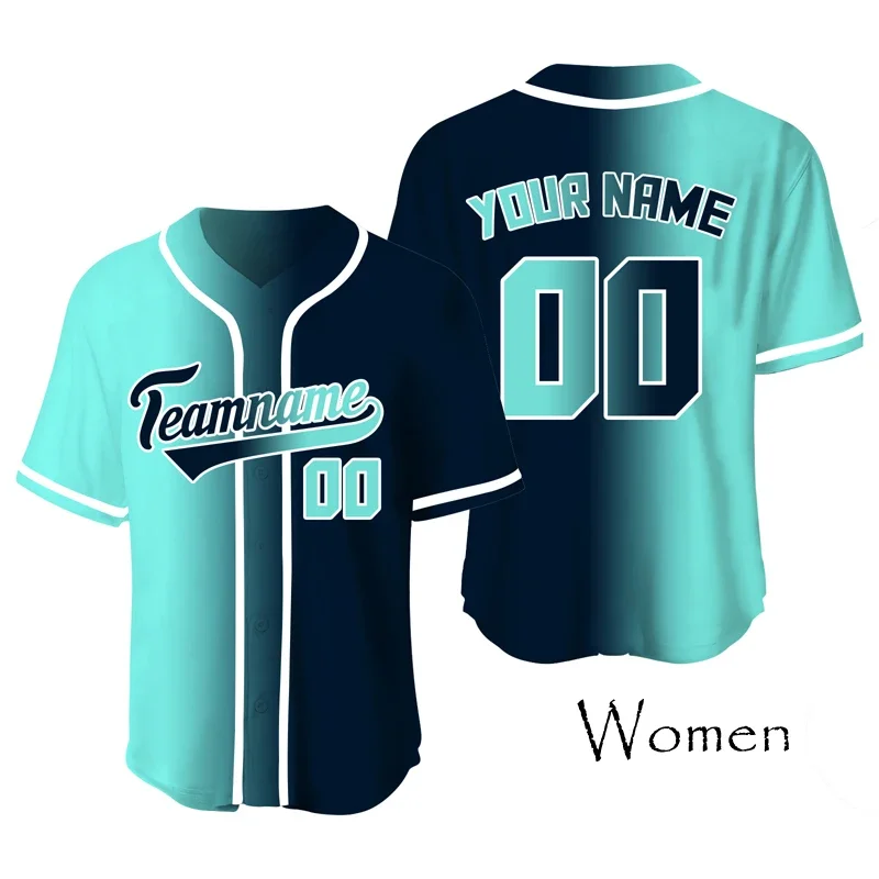 

Customize Baseball Jersey Women Plus Size Team Game Shirts Quick Dry Training Breathable Loose Blouse Sportwear Fitness T-shirt