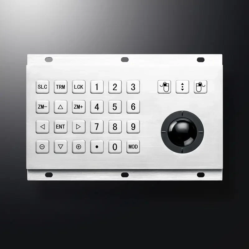 2026 Hot Wired USB Stainless Steel Industrial Metal Keyboard Trackball IP54 Waterproof Compatible Windows/Linux/for Ship Bridge