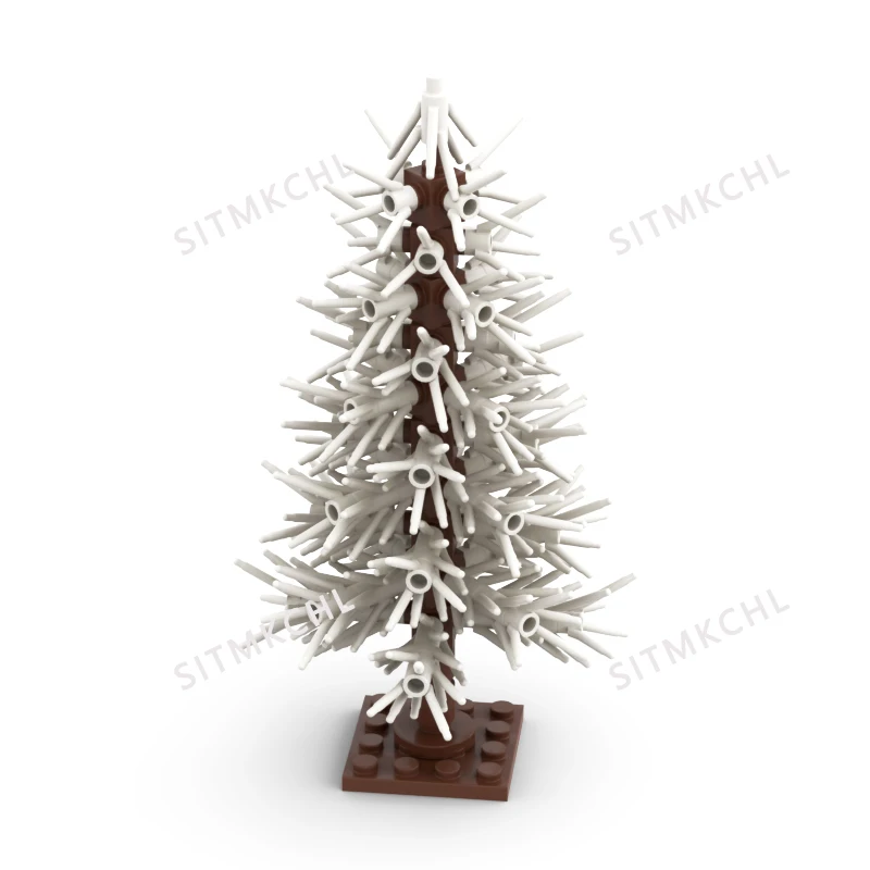 Pine Tree-Modell – verschneite Weihnachtsbaum-Straßendekoration, DIY-Baustein-Set, kompatibel mit großen Marken – Detail 6