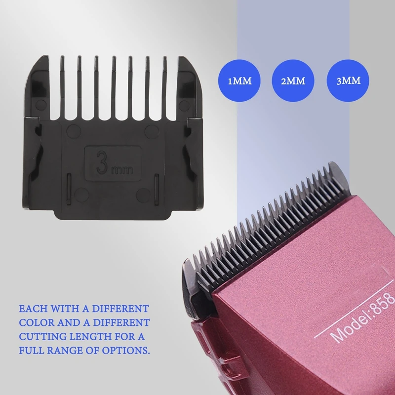 

Аксессуары для электрической машинки для стрижки, 4 шт., ограничительная расческа для стрижки, размер насадки, замена парикмахера (1 мм, 1 мм, 2 мм, 3 мм)-A07G