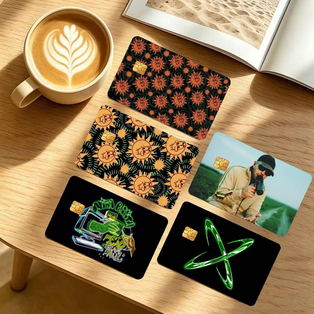 Singer Feid ALBUM   1 set of 4 pcs Sticker Film Skin Cover Case for Small Large No Chip Debit Credit Card Front Side