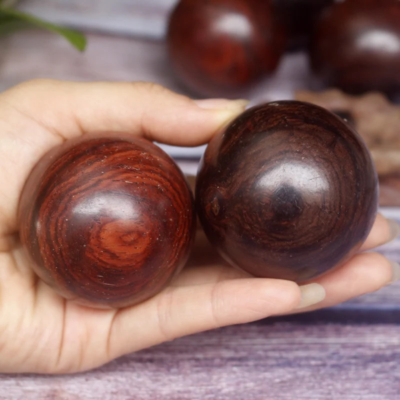 

2 Pcs Stress Ball Chinese Style Carving Crafts Toys Desktop Health Baoding Balls Pear wood Massage