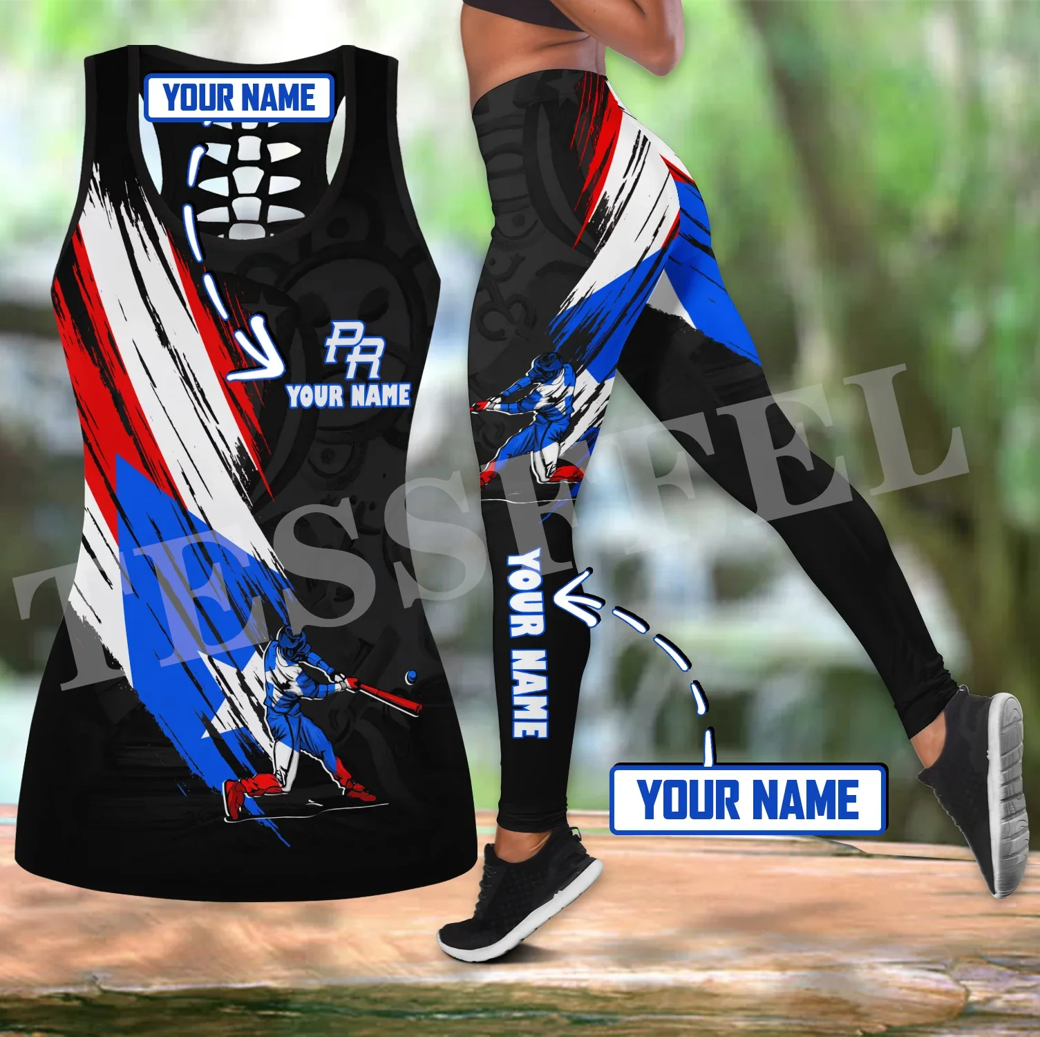 

Custom Name Puerto Rico Boricua Country Flag Tattoo Vintage 3DPrint Beautiful Women Leggings Hollowout Vest Combo Sexy Tanktop 1