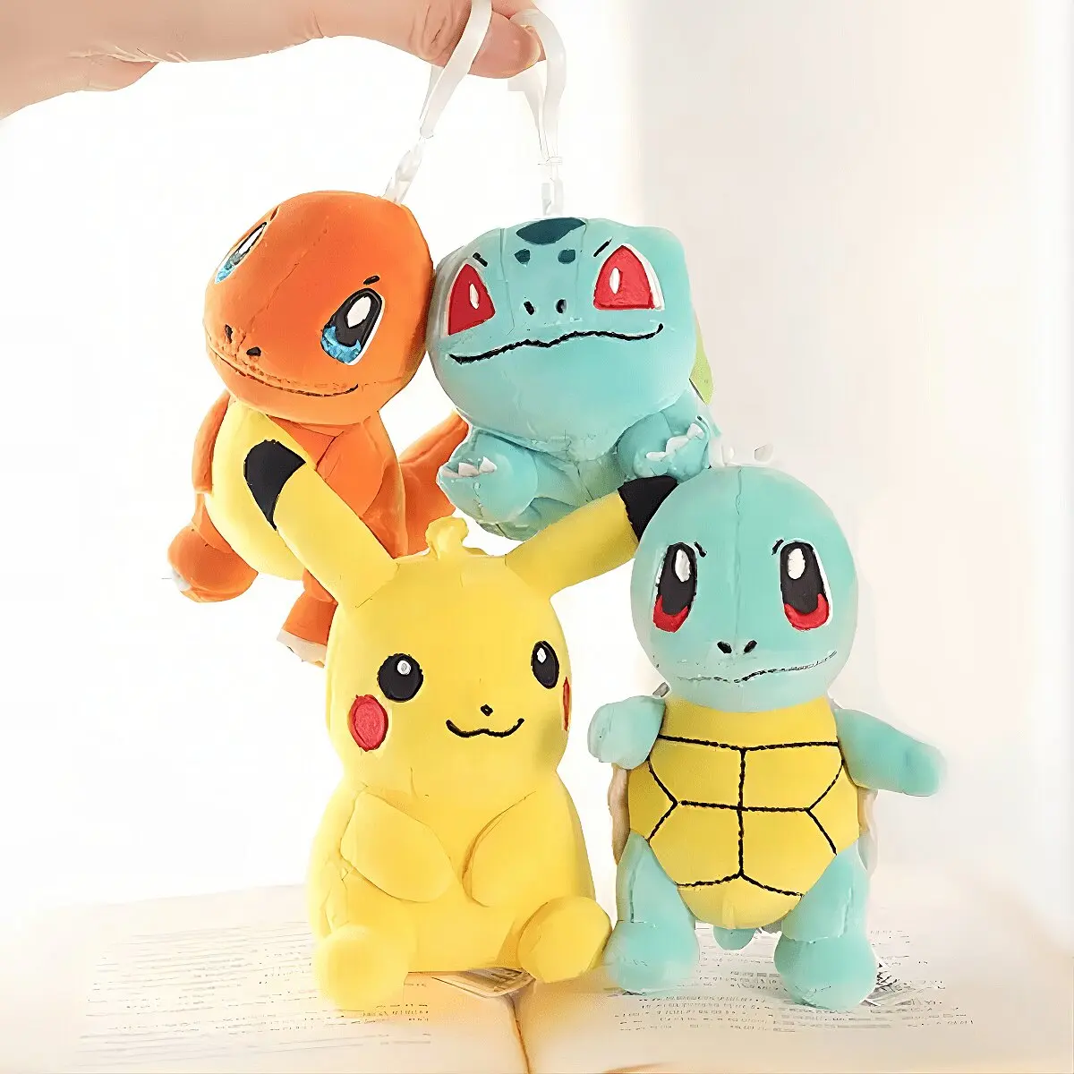 4 Styles Pokemon Stuffed Doll Key Chains Pikachu Charmander Bulbasaur Squirtle Anime Ornaments Kawaii Figures Gift For Birthdays