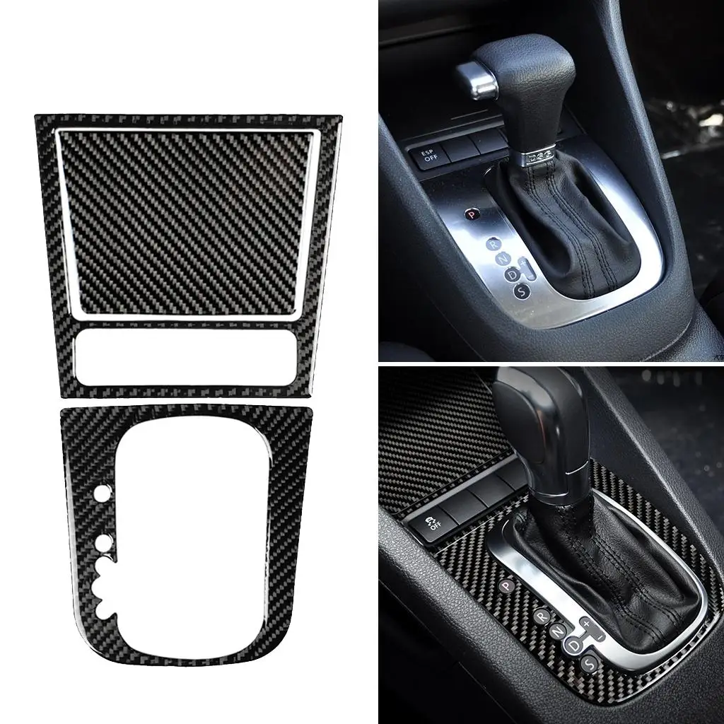 3Pack/Set Car Gears Shift Cover Carbon Fiber Grain Frame Decor Sticker for Golf 6 Left Hand Driving