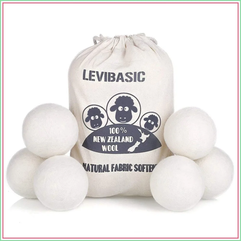 XL Wool Dryer Balls 6 Pack, 100% New Zealand Wool, Chemical-Free Fabric Softener, Reduces Wrinkles & Drying Time
