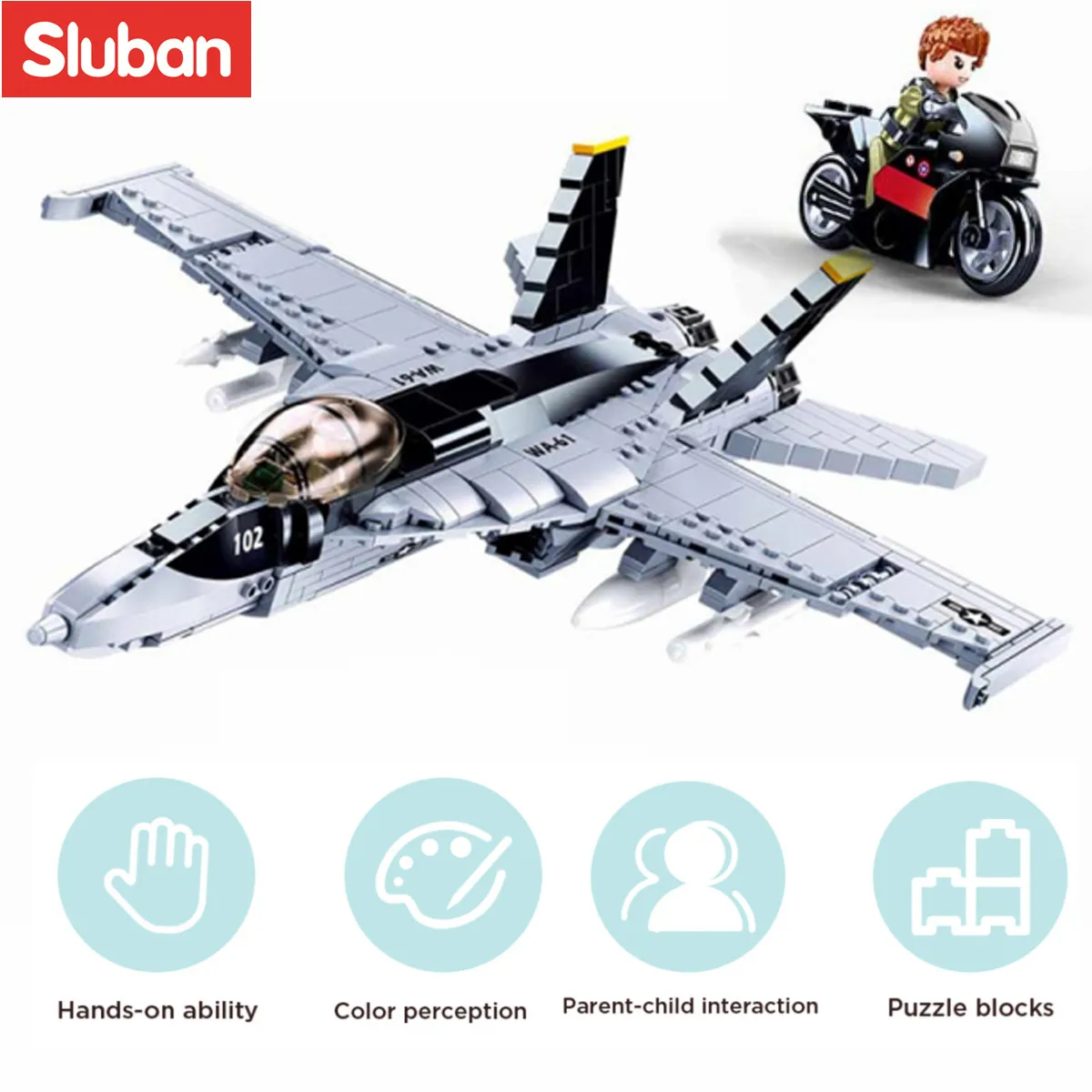 Sluban Building Block Toys Army F-18 Super Bumblebee 682PCS Bricks B0928 Compatbile With Leading Brands