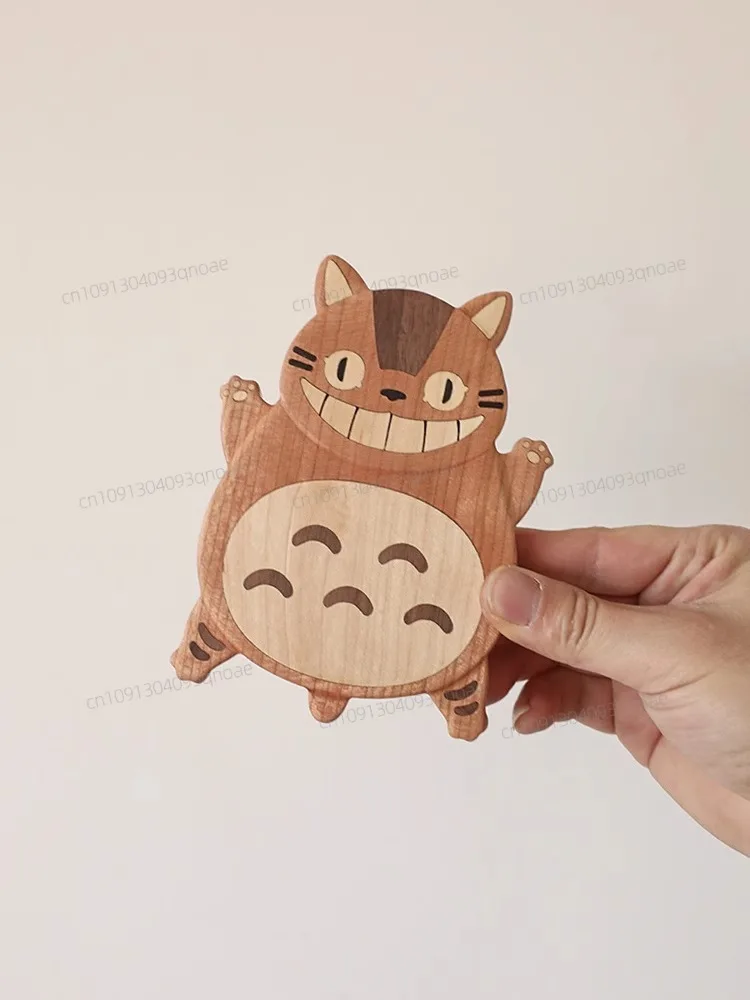 

Wooden coaster handmade chinchilla high-value dining table insulation pad cute coffee coaster magnetic refrigerator sticker gift