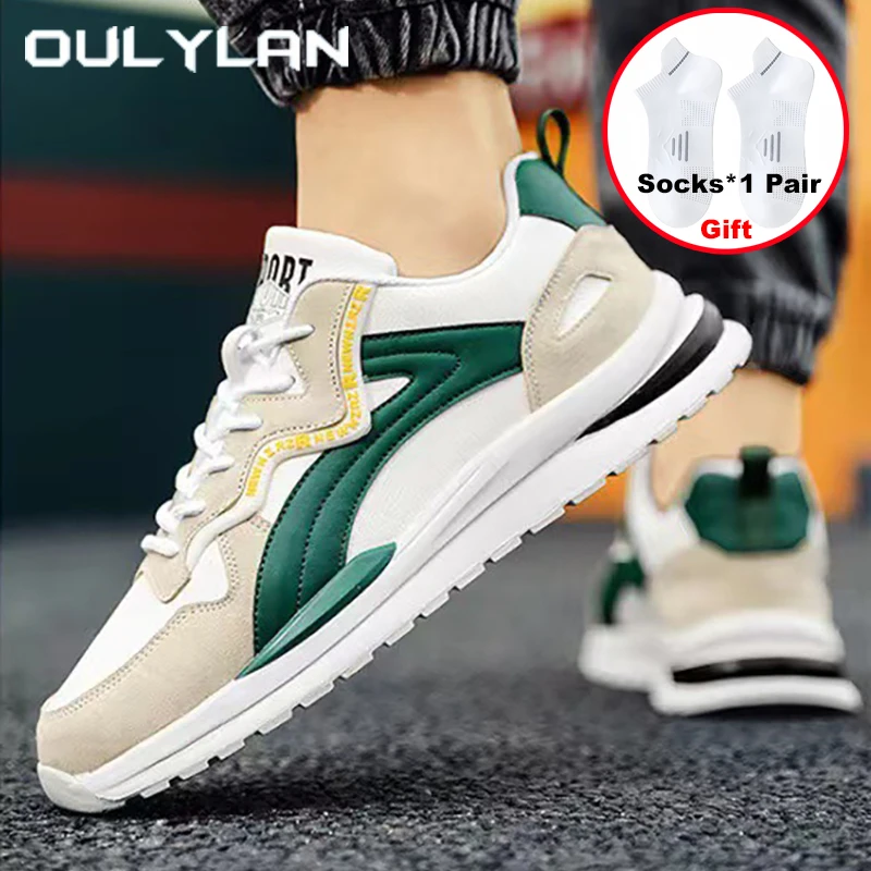 

Oulylan Antiskid Thick Sole Running Shoes Male Summer Casual Sports Footwear Outdoor Color Blocked Lace Up Sneakers For Men