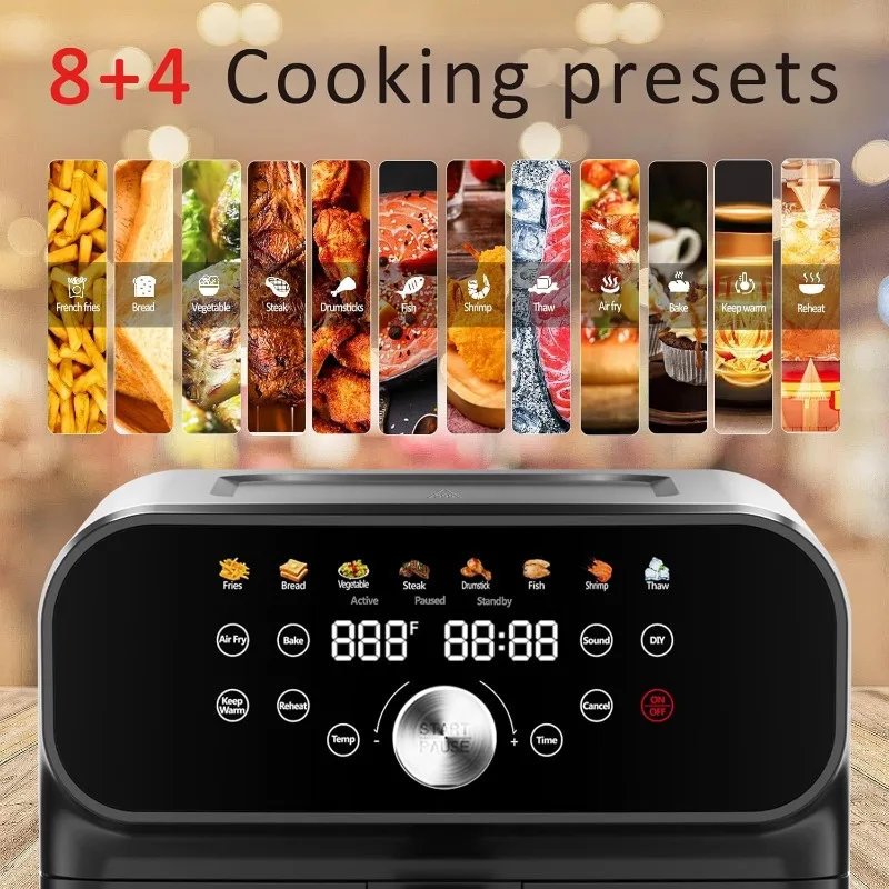 Air Fryer, 6QT Air Fryer Oven with LED Digital Touchscreen, 12 Preset Cooking Functions Air fryers, Bake, Reheat, Keep Warm