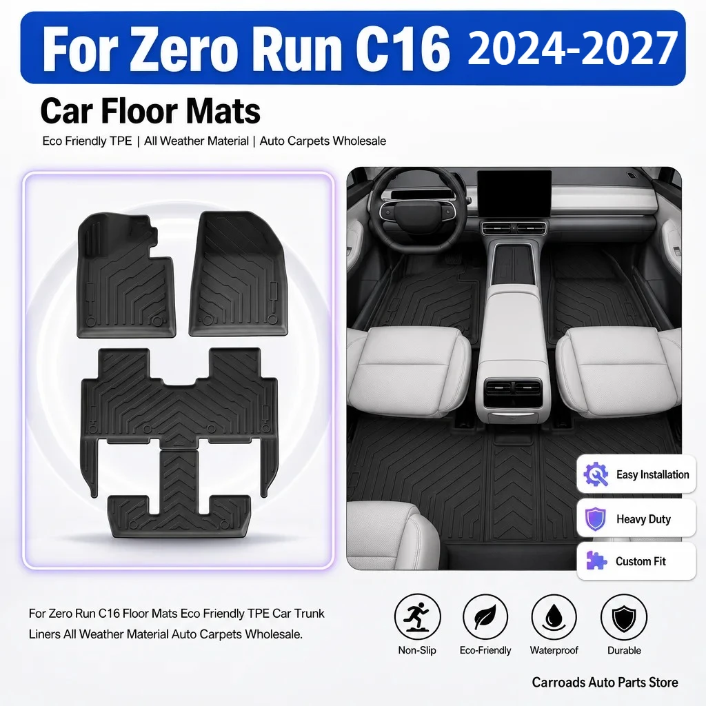 (LHD)For 2024-2027 Zero Run C16 Floor Mats Eco Friendly TPE Car Trunk Liners All Weather Material Auto Carpets Wholesale