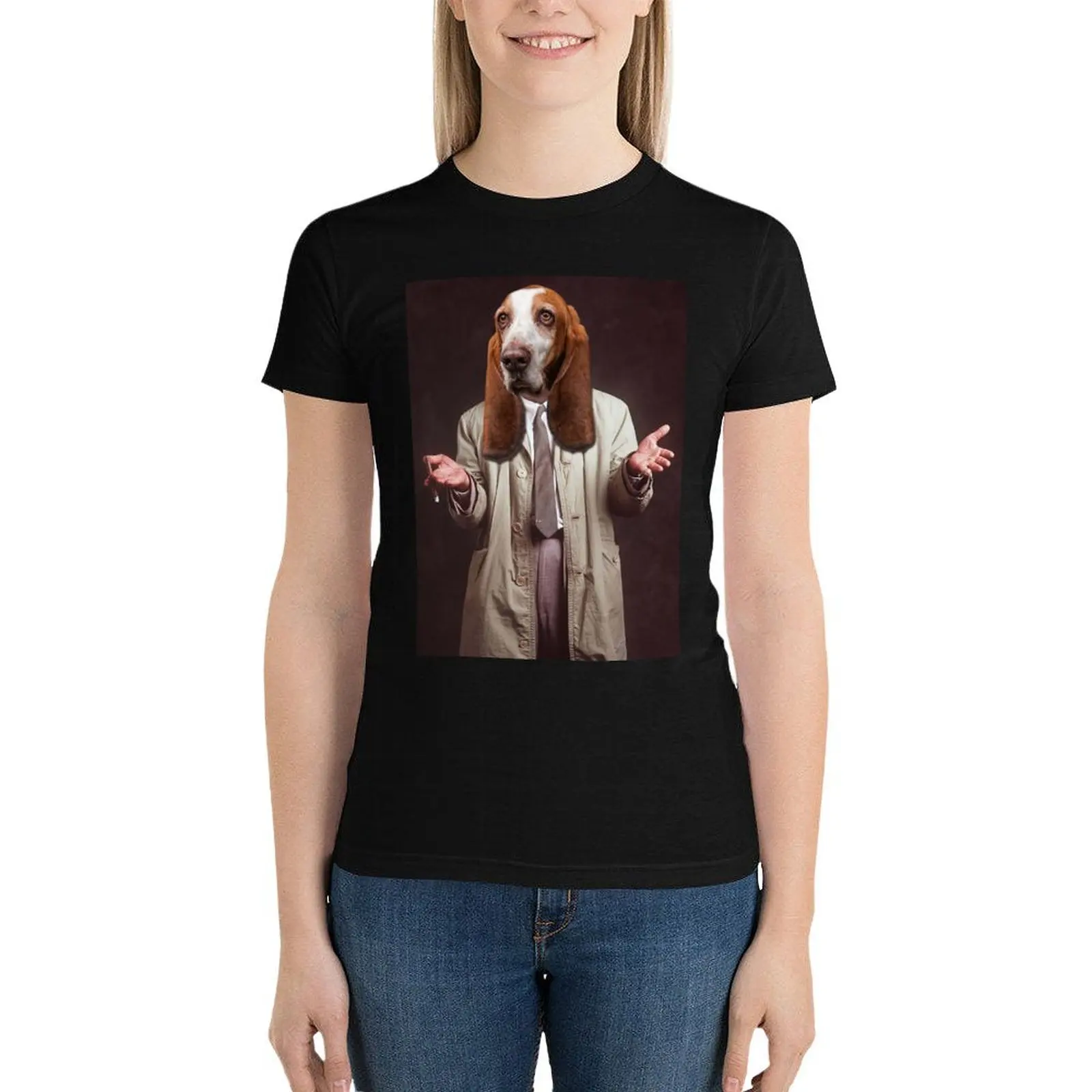 Columbo's dog Basset Hound T-Shirt oversized summer clothes female graphics Women's clothing