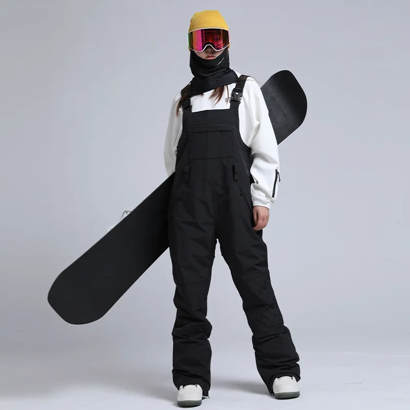 Gsou Snow 2025 Women's Bib Ski Pants Waterproof Windproof Thermal Professional Snowboard Overalls with Adjustable Straps