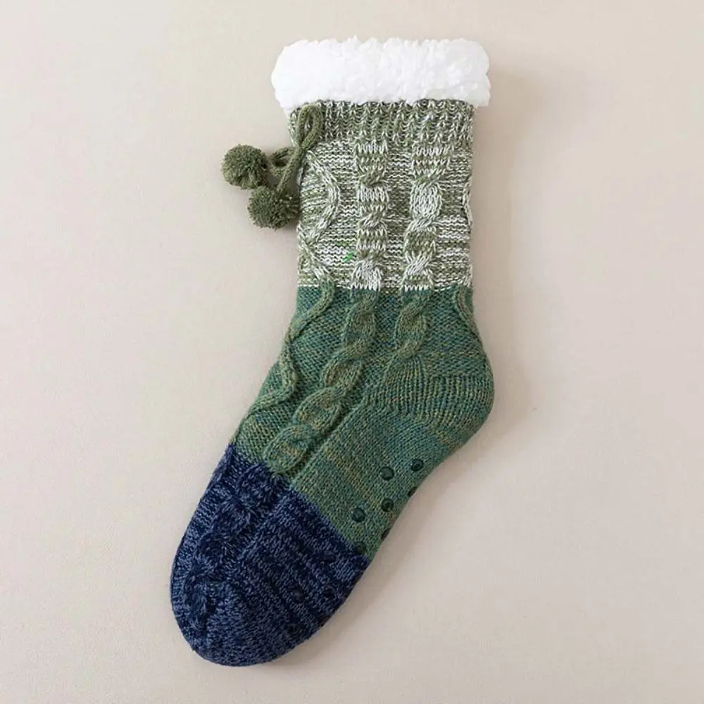Słodkie Skarpetki Patchworkowe Grube Termiczne Antypoślizgowe Skarpetki Dzianinowe z Polaru Damskie Rajstopy Ciepłe Zimowe Skarpetki w Paski Męskie Damskie