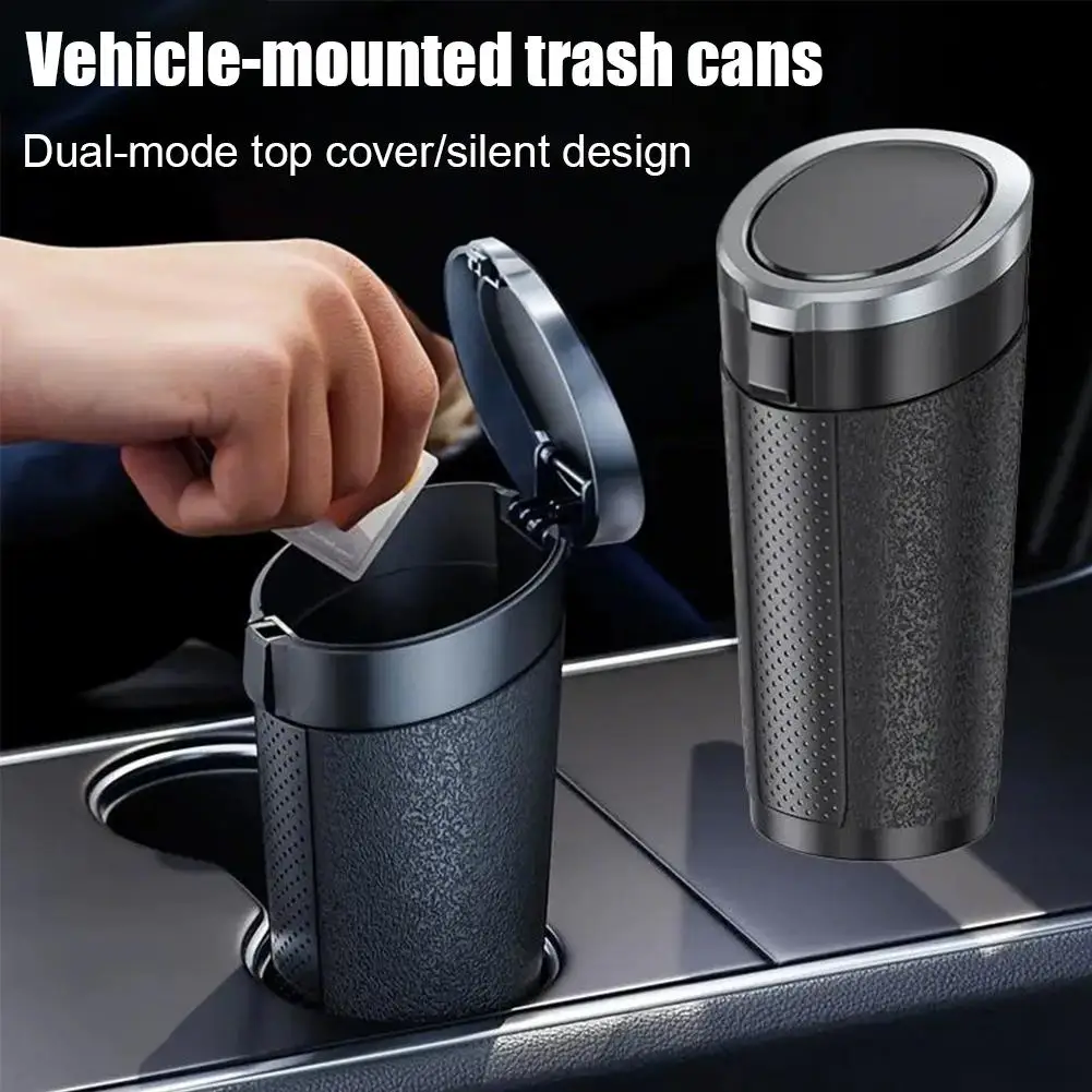 Car Trash Can Portable Mini Garbage Bin Fits Cup Holder Multi-Use Storage Box Easy Clean Auto Organizer Interior Accessories